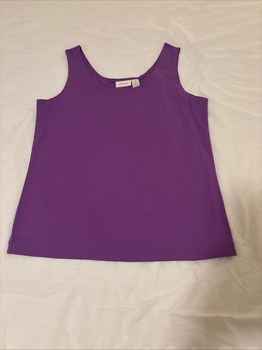 Women’s Chico's Size 1 Tank Top, Nylon Scoop Neck Purple EUC